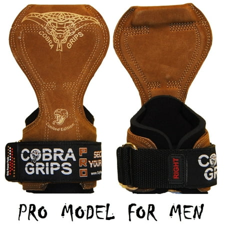Cobra Grips PRO Brown Leather For MEN Best Weight Lifting Versa Gloves Heavy Duty Straps For