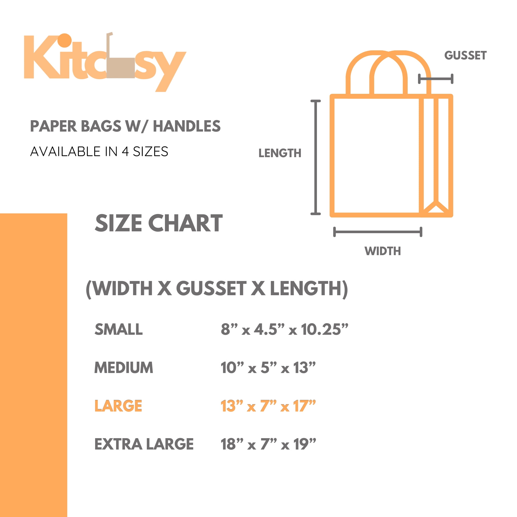 Kitchsy Premium Large White Kraft Paper Bags with Handles - Durable & Sustainable Totes for Shopping & Gifts - Pack of 100 - Ideal for Everyday Use - Reduce Plastic Waste Now!
