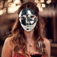 thumbnail image 4 of Metallic Color Mask Halloween Party Mask Full Face Mask Masquerade Mask for Women Men Masquerade Halloween Cosplay Silver, 4 of 5
