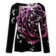 thumbnail image 4 of Moda mujer manga larga cuello redondo blusa estampada otoño casual pulóver tops Fridja  fjkfkj588, 4 of 5