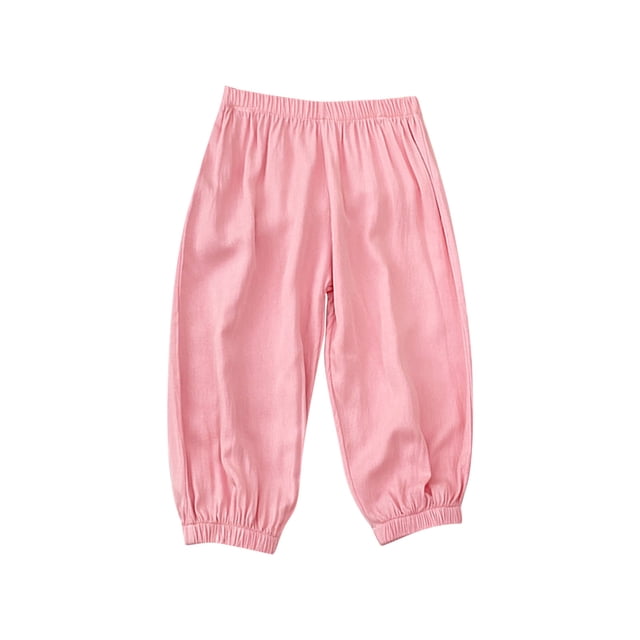 Odeerbi 2-13 Años Niñas Ice Silk Bloomers Pantalones Jogger Verano Sólido Casual Deportes Linterna Pantalones Pantalones Haren