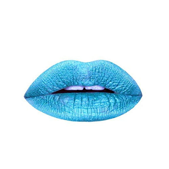 Aromi Bright Blue Metallic Liquid Lipstick for Women | Long-lasting, Shimmery Finish (Snow Queen)