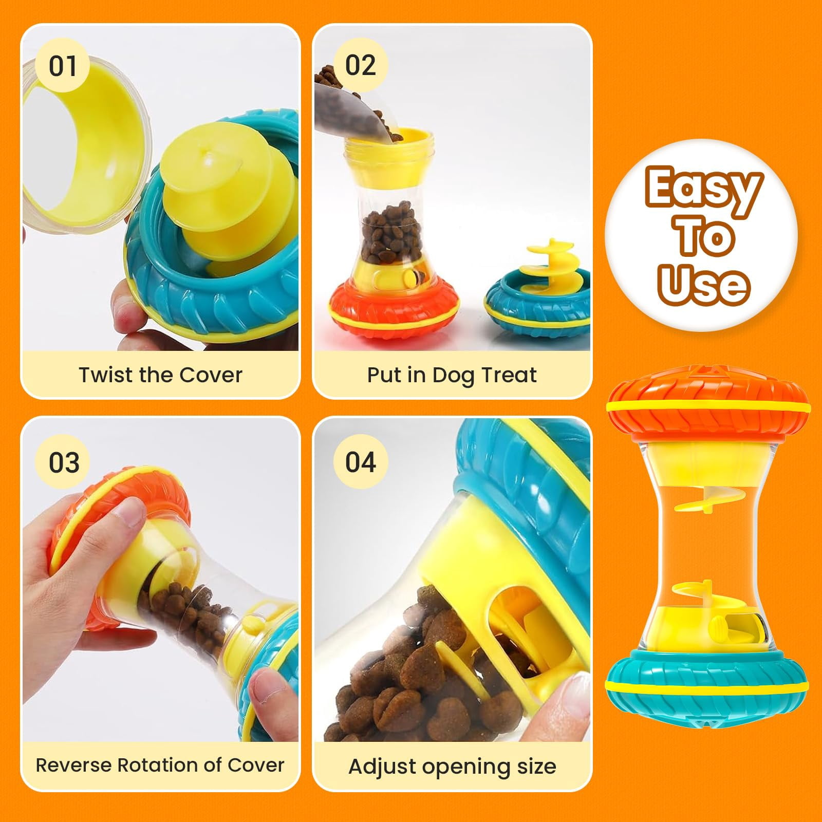 Dog Toys, Dog Puzzle Toys for Smart, Dog Enrichment Toy to Keep Them Busy, Treat Dispensing Toy Slow Puzzles Feeder, Yellow