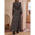 thumbnail image 2 of Black Ditsy Floral Maxi Dress With Ruffle Trim And Tie Neck, 2 of 21