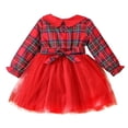thumbnail image 3 of BULLPIANO Toddler Girls Christmas Dress Bowknot Plaid Party Princess Dresses Baby Girl Xmas Clothes, 3 of 7