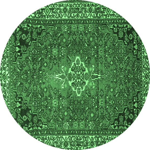 Ahgly Company Indoor Round Persian Emerald Green Traditional Area Rugs, 8' Round