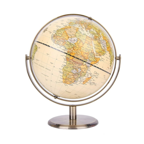 Exerz 8" Antique Globe With Bronze Base - World Globe Rotating All Direction 360 - Modern Map Vintage Colour - Diametre 8 inches
