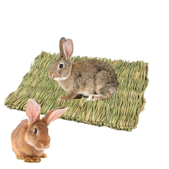 Kkkded Rabbit Grass Mat Bunny Sleeping Bed Chew Mat Woven Natural Straw Mat Comfortable Pet Foot Mat