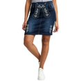 thumbnail image 2 of Wxolcjlv Women's Denim Midi Skirt Embroidery Ornate Motif High Waist Slim Fit Retro Skirts, 2 of 8