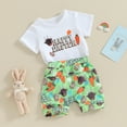 thumbnail image 2 of Bagilaanoe 3pcs Toddler Easter Outfits Baby Girl Shorts Set Short Sleeve T-Shirt Tops + Shorts 6M 12M 18M 24M 3T Kids Casual Clothes, 2 of 8