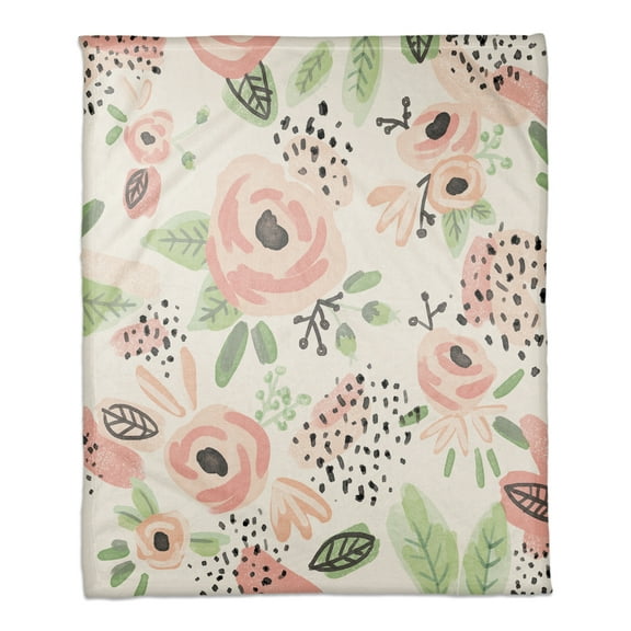 Creative Products Blush Flowers 50x60 Coral Fleece Blanket