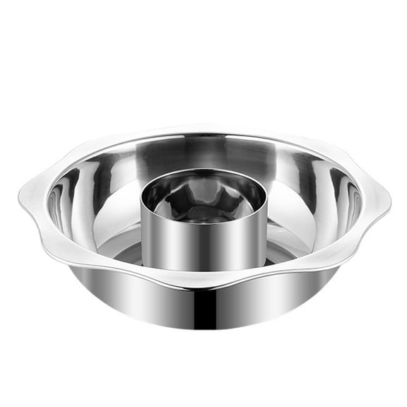 Stainless steel hot pot, stainless steel double-handle pan wok pot, with double handle for safe cooking, easy to clean, double flavor pan, for home kitchen