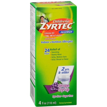 Zyrtec Children's Allergy Liquid Grape 4 oz (Pack of 2)