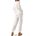 thumbnail image 2 of LANGWYQU Women 2 Pieces Knit Set Long Sleeved V-Neck Sweater & Casual Jogger Pants, 2 of 3