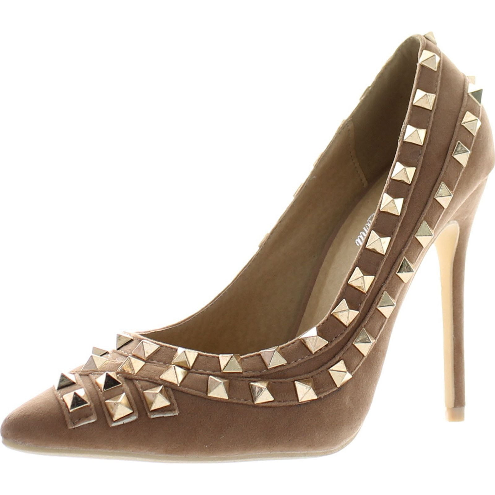 gold studded pumps