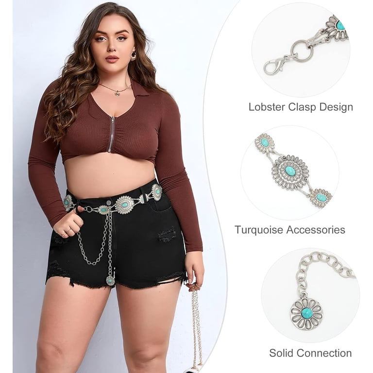 Zhengup Women Concho Chain Belt Metal Link Western Cowgirl  display picture 1