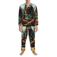 thumbnail image 3 of Fotbe Forest Meditating Gorilla Pattern Long Sleeve Pajama Set for Men,Sleepwear Set,2-piece Loungewear Set,Soft PJs Comfy Nightwear with Pockets-, 3 of 7
