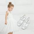thumbnail image 4 of Stelle Girls Mary Jane Shoes Bowknot Low Heel Dress Shoes Princess Party Wedding Flats for Kids Toddler Easter First Communion Pump Shoes,White, 4 of 6