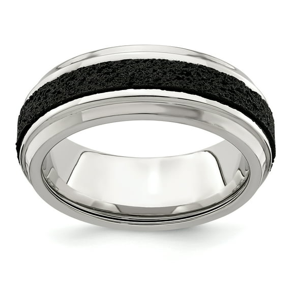 Edward Mirell Stainless Steel w/ Black Crete Inlay Stepped 8mm Band