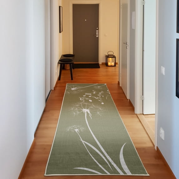 Music Decorative Rug, Flying Dandelions Notes Summer Spring Meadow Silhouette Softness Simple Print, Quality Carpet for Bedroom Dorm and Living Room, 6 Sizes, Slate Brown, by Ambesonne