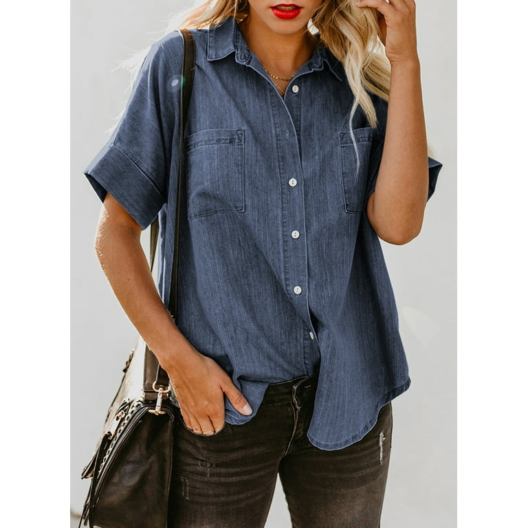 Astylish Women's Button Down Denim Shirt