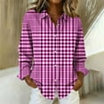 thumbnail image 2 of AKOEE Button Down Plaid Shirts for Women Regular Fit Long Sleeve Casual Lapel Collar Blouses Christmas Outfits (M, Hot Pink 01), 2 of 3
