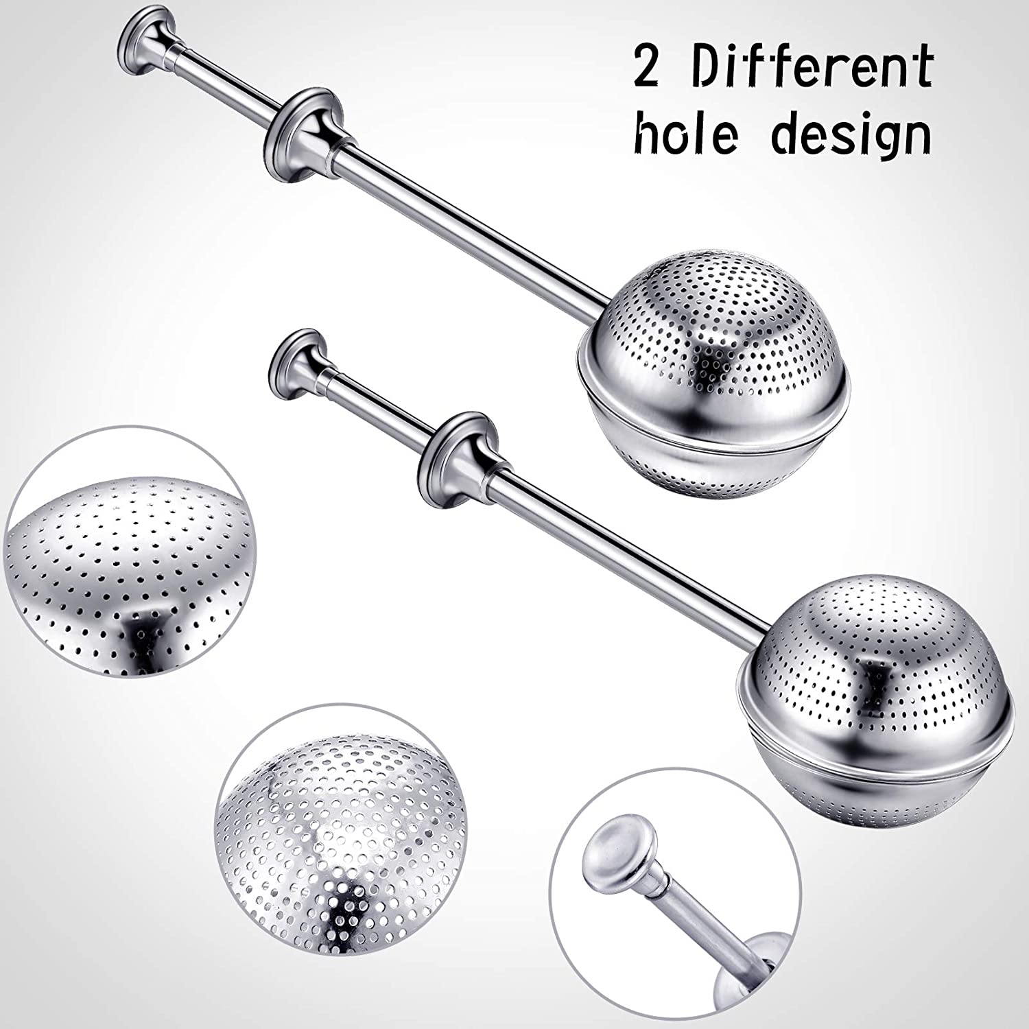 2 Styles Baker’s Dusting Wands Flour or Powdered Sugar Shaker Duster Stainless Steel Flour Dispenser Shaker Large and Small Hole Tea Leak Strainer for Sugar Flour and Spices 2 Pieces