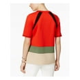 thumbnail image 2 of Anne Klein Red Avocado Raglan-Sleeve Colorblocked Mesh Inset Top L, 2 of 4
