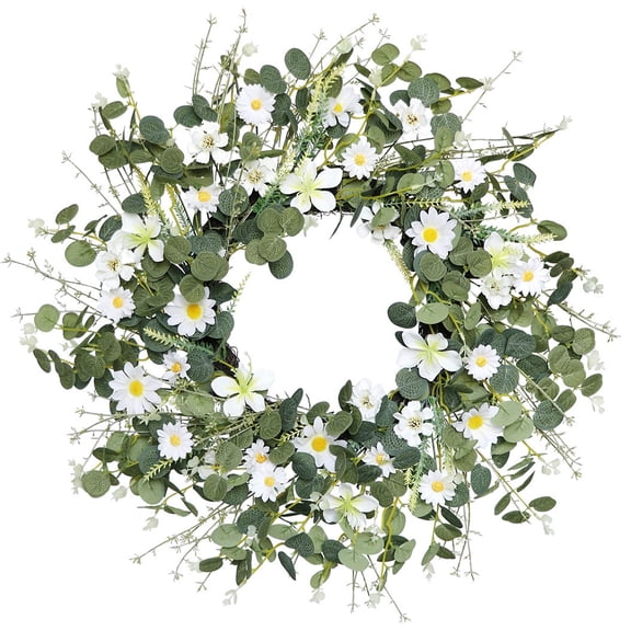 Orangide Artificial Olive Wreath, Green Spring Summer Decoration for Front Door, Indoor Outdoor Home Decor, Rustic Style Hanging Wall Decor