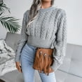 thumbnail image 3 of XINSHIDE Female Sweaters Crew Neck Long Sleeve Loose Knitted Pullover Sweater Jumper Tops vintage sweater, 3 of 6