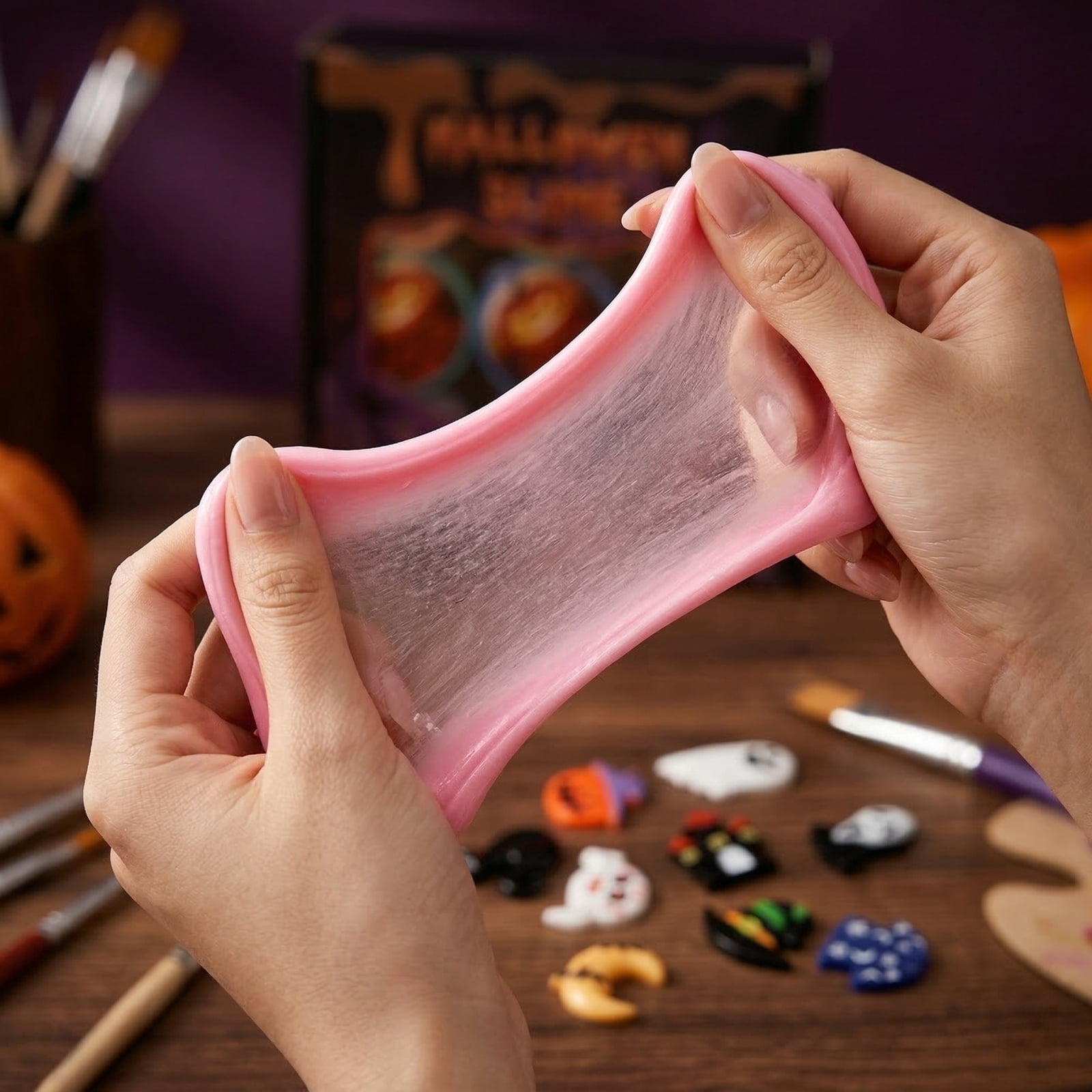 Halloween Theme Slime Kit for Stress Relief, Spooky Squeeze Fidget Set with Soft Seasonal Texture, Creative Sensory Hand Tool for Holiday Anxiety Relief，A