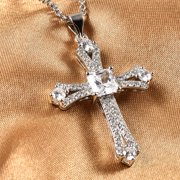 Cubic Zirconia Cross Necklace Steel Cz Cross Chain Size 20
