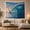 Blue Wave Barrel, variant on Barrel Wave with Golden Sunset Over Turquoise Ocean, Dramatic Coastal for Ocean Lovers, Seascape Wall Art, Housewarming Gift, Tapestry Wall Hanging for Bedroom and Living Room
