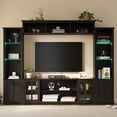 thumbnail image 4 of MEISSALIVVE 4 Piece Wall Unit TV Stand with LED Lights, Modern Entertainment Center with Bookshelf, Wine Cabinet, Display Storage, Fits 70" TVs, Black, 4 of 8