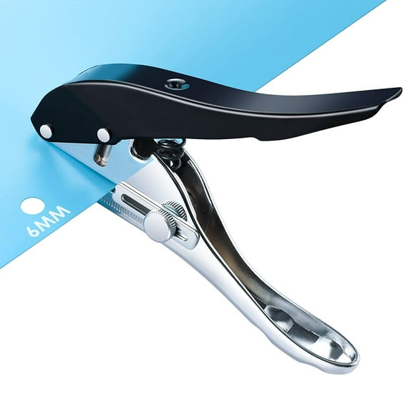 ABCISI Single Hole Punch, Heavy Duty Single Hole Punch, Paper Punch Portable Hand Held Hole Puncher for Tags Cards Plastic Cardboard (6MM Black)