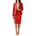 thumbnail image 2 of Conjunto de falda de 2 piezas para mujer INSPIRE CHIC, blazer peplum, falda lápiz de cintura alta, atuendo de trabajo XS, rojo brillante, 2 of 6