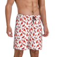 thumbnail image 2 of Vsdgher Shorts de Pyjama pour Hommes Imprimé Oiseaux Rouges Bas de Détente Shorts de Sommeil Taille Élastique Shorts de Pyjama Légers avec Poches-3TG, 2 of 6
