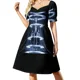 thumbnail image 2 of Vestido de noche con estampado de margaritas blancas sobre azul sin costuras, vestido informal para mujer, vestidos de noche de lujo para mujer, 2 of 7