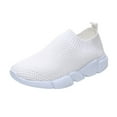 thumbnail image 2 of XIAQUJ Chaussures en Maille pour Femmes d'Extérieur Décontractées à Enfiler Semelles Confortables Chaussures de Course Sport Espadrilles Mode pour Femmes Blanc 7.5(39), 2 of 6