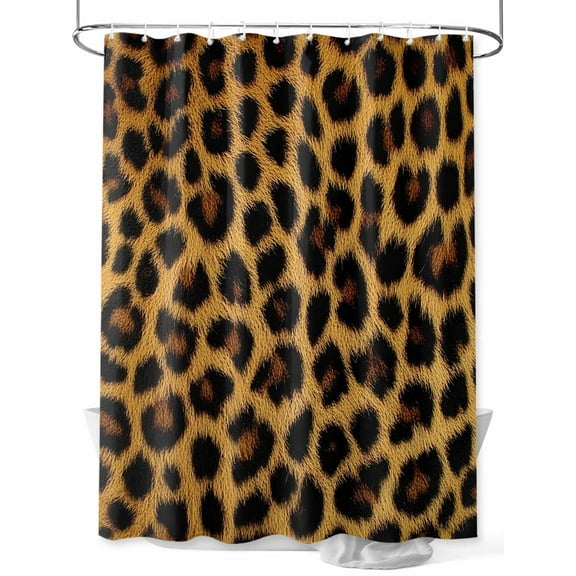 Fashion Sexy Animal Shower Curtain, Vintage Brown Leopard Print Waterproof Shower Curtain Set with 12 Hooks Lightweight Washable Fabric Shower Curtains for Bathroom 48x72 Inches