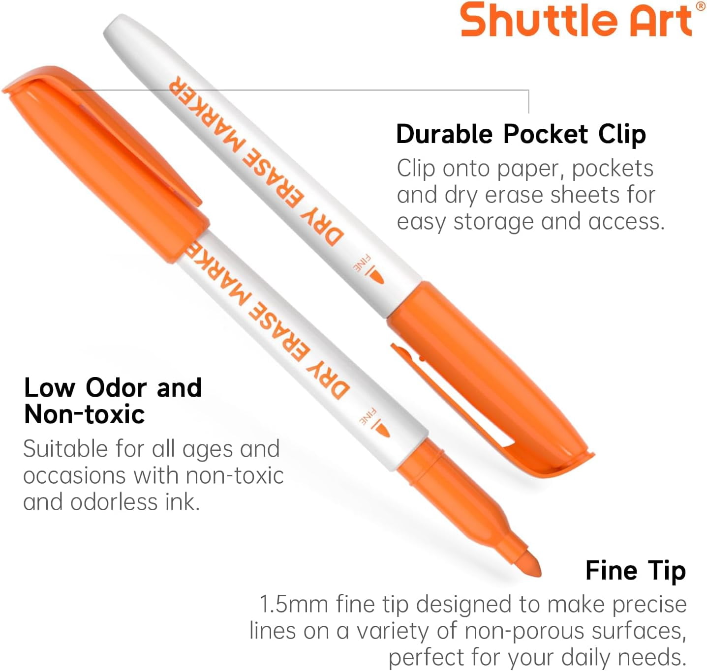 Dry Erase Markers,Shuttle Art 12 Colors 144 Bulk Pack Whiteboard Markers, Fine Point Dry Erase Markers Perfect for Writing on Dry Erase Whiteboard Mirror Glass for Office Home