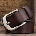 thumbnail image 6 of Costyle Mens Genuine Leather Belt Belts with Classic Silver Buckle, Brown, 6 of 8