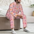 thumbnail image 7 of Naloa Colorful Pets Paws Men’s Pajamas Set - Long Sleeve Button Down Sleep Shirt and Pajama Bottoms Sleepwear Set-Small, 7 of 7