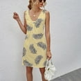 thumbnail image 2 of Penkiiy Women's Sleeveless V-Neck Printing Bow-Knot Dress Short Party Dress with Pockets XXL Yellow On Clearance, 2 of 4