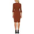 thumbnail image 3 of INSPIRE CHIC Women's Vintage Dress 3/4 Sleeve Wear-to-Work Sheath Dresses M Dark Caramel, 3 of 6