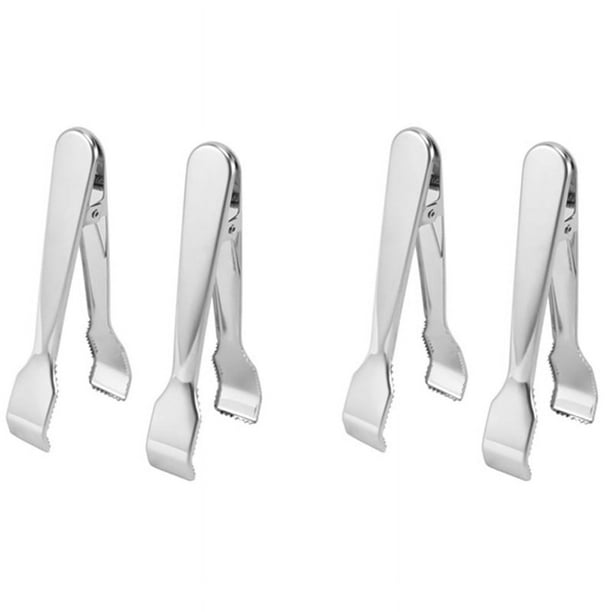 4 Pinzas para Hielo de Acero Inoxidable con Dientes de para Cubos de Hielo Cubitos de Azúcar Barra de Café Servicio de Comida
