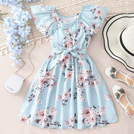 

CHUOU Toddler Girls Child Fly Sleeve Floral Prints Summer Beach Sundress Party Dresses Princess Dress