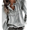 Gray#002, variant on longantii Retro Denim Shirt Women Casual Ruffe Neck Long Sleeves T-Shirt Loose Fit Elegant Button Up Solid Color Blouse Tops Gray S