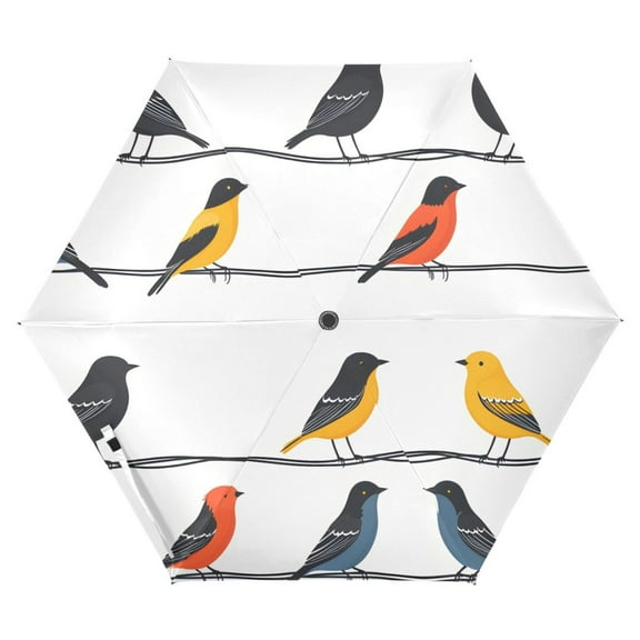 ALAZA Animal Birds UPF 50 Compact Folding Umbrella for Rain Travel Umbrella Packable