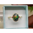 thumbnail image 5 of ArtPalacebyMitika Lab Black Fire Opal & Ruby Ring, Multi Gemstone 925 Sterling Silver, 18k Yellow Gold Plated Ring, Black Opal Promise Ring, A Perfect For Her, 5 of 7